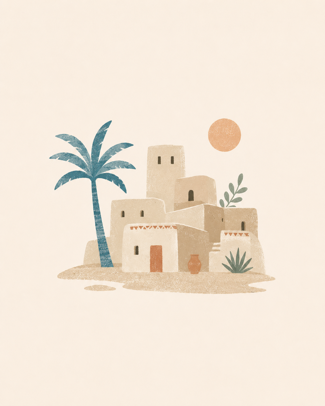 Desert oasis illustration